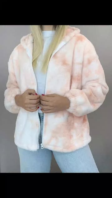 مانتو بلوچ تدی جلو زیپ کلاهدار